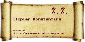 Klopfer Konstantina névjegykártya